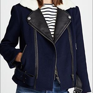Joie Fayana Genuine Shearling Leather Moto Jacket